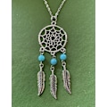 Miniatyrbillede 2 af 3: Halskæde Drømmefanger Mandala Turkis Boho Hippie Rustfri Stål Kæde. Turkos Turquoise