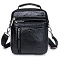 Pikkukuva 1 / 9: Miesten nahkainen olkalaukku Messenger Satchel Crossbody käsilaukku black