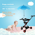 Miniatyrbillede 3 af 5: Universal Stolskærm med Justerbar Klemme, UPF 50+ Clip On Parasol AuBY Rose red