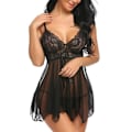 Miniatyrbillede 3 af 8: Sexy Kvinders Underundertøj Babydoll BH Underundertøj Natkjole Sort h Black XL