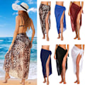 Miniatyrbilde 1 av 10: Lang Sarong Cover Up Dame Chiffon Strandkjole MØRKEBLÅ navy blue
