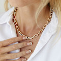 Miniatyrbilde 2 av 5: U-formet lenkekjede choker halskjede i titan, dristig og chunky halskjede for kvinner Gold