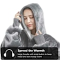 Miniatyrbillede 5 af 7: Hoodie Filt Tæppe - Oversize Hoodie Filt Snuggie Sort sort one size black