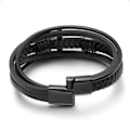 Miniatyrbillede 6 af 8: Stilfuldt højkvalitets PU læder kryds armbånd sølv 19CM Silver