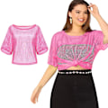 Pikkukuva 1 / 8: 80-luvun neonväriset juhla-asusteet, 1980-luvun retro-teemajuhlien koristeluasu naisille tytöille T-paita-pinkki punainen T-shirt-pink red One size
