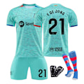 Miniatyrbild 1 av 2: 23/24 FC Barcelona Andra bortaställ för barn med strumpor och skydd 21 F.DE JONG 21 F.DE JONG barnstorlekar24