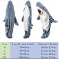 Miniatyrbilde 3 av 5: Hajeteppe-genser Onesie for Voksne og Barn, Koselig Flanell Haje-kostyme Haje-sovepose L (Passer for 143cm-153cm)