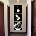 Miniatyrbild 1 av 4: 3 st Rosa Blommor Kvadratisk Canvasmålning Väggkonst Bild För Vardagsrum Entré Heminredning Utan Ramar *H