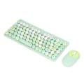 Pikkukuva 7 / 8: USB-näppäimistö ja hiiri langaton söpö sekoitusväri 86 näppäintä retro pyöreä kovera näppäinhattu 1200DPI peli näppäimistö ja hiiri vihreä