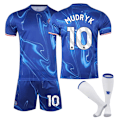 Miniatyrbillede 1 af 2: Chelsea Hjemme Børnefodboldtrøje 2024-2025 Hjemmebane Mudryk Nr. 10 - Strømper L Nr. 10 - Socks No. 10 - Socks L