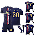 Miniatyrbild 2 av 3: Barn Fotbollströja Neymar jr Nr 10 Mbappe Nr 7 Tröja Fotboll Fotboll Sportkläder #30 #30 12-13Y