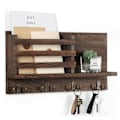 Miniatyrbilde 1 av 3: Veggnøkkelholder med hylle har store kroker brown