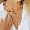 Miniatyrbilde 3 av 5: U-formet lenkekjede choker halskjede i titan, dristig og chunky halskjede for kvinner Gold