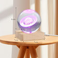 Miniatyrbilde 2 av 5: 3D Planet Krystallkule Nattelys, USB 6cm Saturn Krystallkule Lampe, Nattelys Glassplaneter Lampe med LED Fargerikt Nattelys Saturn