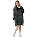 Miniatyrbillede 3 af 7: Hoodie Filt Tæppe - Oversize Hoodie Filt Snuggie Sort sort one size black