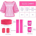 Pikkukuva 2 / 7: 80-luvun neonväriset juhla-asusteet, 1980-luvun retro-teemajuhlien koristeluasut naisille ja tytöille - Ruusunpunainen Set - Rose Red One size