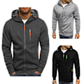 Miniatyrbillede 3 af 6: Herre Hættetrøje Fleece Varm Hættetrøje Jakke Frakke Sweatshirt Jumper Sort 3XL Black