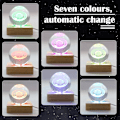Miniatyrbilde 3 av 5: 3D Planet Krystallkule Nattelys, USB 6cm Saturn Krystallkule Lampe, Nattelys Glassplaneter Lampe med LED Fargerikt Nattelys Saturn