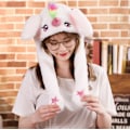 Miniatyrbilde 1 av 8: Plush og varm kaninlue med LED-lys, hoppende lue Luminous Unicorn (White)