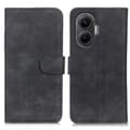 Til Xiaomi Poco F7 5G etui PU læder retro tekstur telefoncover (sort)