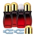 4 stk. Rollerball-flaskesæt 50 ml gradient rød glas deodorant-rulleflaske og åbner parfume-flasker guld