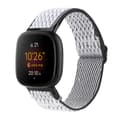 För Fitbit Versa 4 / Sense 2 Universal Wave Nylon Watch Band White Black