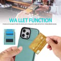 Miniatyrbild 5 av 6: iPhone 16 Pro Solid Color Kortfack Ställ PU Skal Mintgrön