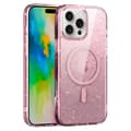 iPhone 16 Pro Glittrande Pulver MagSafe Magnetisk Skal Transparent rosa