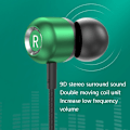Miniatyrbild 3 av 4: 2 st TS6000 3,5 mm metall armbåge in-ear trådbunden kontroll hörlurar med mikrofon Röd