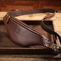 Miniatyrbild 1 av 4: Bull Captain Retro Crazy Horse Läder Herr Midjeväska Axelväska Crossbody Väska Kaffe