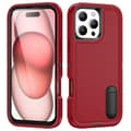 iPhone 16 Pro Rugged Skal PC + Silikon med Hållare Röd och svart