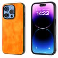 iPhone 16 Pro Skal Dubbel Färg med Lichi Textur PU Orange