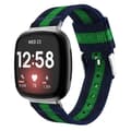 För Fitbit Versa 4 / Sense 2 Universal Stripe Nylon Watch Band Blue Green Blue