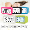 Miniatyrbild 3 av 7: Temperaturtyp Lazy Snooze Alarm Mute Bakgrundsbelyst Elektronisk Klocka (Vit)