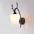 Miniatyrbild 1 av 7: LED-glasvägg sovrum sänglampa vardagsrum studie trappa vägglampa, strömkälla: 5W vitt ljus (3030 svart mjölkvit)
