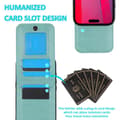 Miniatyrbild 4 av 6: iPhone 16 Pro Max Solid Color Kortfack Ställ PU Skal Mintgrön