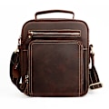 Miniatyrbild 1 av 4: 6050 Crazy Horse Textur Äkta Läder Crossbody Väska för Män Kaffe