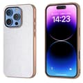 iPhone 16 Pro Skal med Elektropläterad Ram och Glittrande Stötabsorberande Design Silver