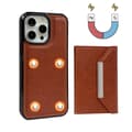 Miniatyrbild 5 av 7: iPhone 16 Pro Solid Color Metallspänne Kortfack Skal Brun