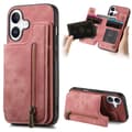 iPhone 17 Retro Läder Zipper Skal Rosa
