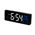 Miniatyrbild 1 av 7: 0715 Röststyrd LED Mute Datum Temperatur Display Elektronisk Klocka (Svart Yta Blått Ljus)