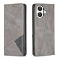iPhone 17 Skal läderfodral med rhombus-textur och magnetisk stängning Grå
