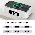 Miniatyrbild 6 av 7: Digital väckarklocka Trådlös laddare Bluetooth-högtalare RGB-nattlampa Mobiltelefonhållare (Vit)