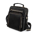 Miniatyrbild 2 av 4: 6050 Crazy Horse Textur Äkta Läder Crossbody Väska för Män Svart