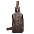 Miniatyrbild 1 av 4: 1313 Herrmode Läder Krokodil Textur En-Axlad Crossbody Bröstväska Krokodilhuvud