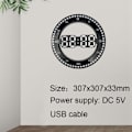 Miniatyrbild 3 av 6: DS-3688L Vardagsrum 3D Väggklocka Stor Skärm LED Elektronisk Klocka, Färg: Andra Ljus Svart+Röd