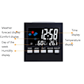 Miniatyrbild 5 av 6: 2159 Hushållstemperatur och fuktighetsdisplay väckarklocka inomhus elektronisk digital display multifunktionsfärgskärm klocka (svart)