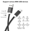 Miniatyrbild 3 av 4: 5 st Mini USB till USB A vävd data-/laddningskabel för MP3, kamera, bil DVR, längd: 3 m Svart
