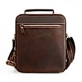 Miniatyrbild 3 av 4: 6050 Crazy Horse Textur Äkta Läder Crossbody Väska för Män Kaffe