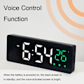 Miniatyrbild 5 av 7: 0715 Röststyrd LED Mute Datum Temperatur Display Elektronisk Klocka (Svart Yta Blått Ljus)